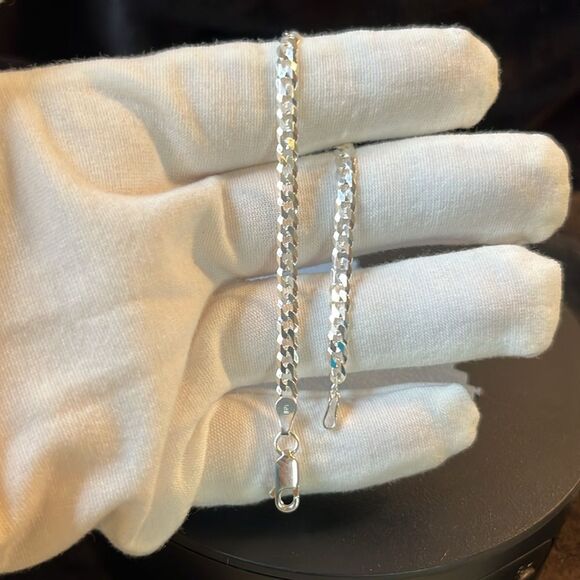 925 Sterling Silver Classic Cuban Chain Bracelet 4mm 7” - Picture 3 of 11